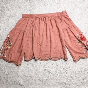 Umgee Off The Shoulder Boho Embroidered Floral Top